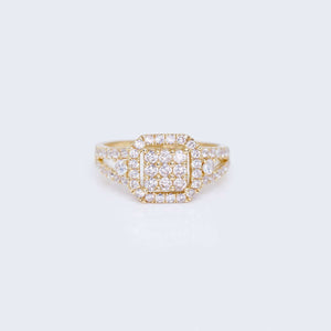 14K Gold Double Hollow Engagement Ring with Cubic Zirconia 14K Gold Double Hollow Engagement Ring with Cubic Zirconia