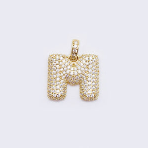 14K Cubic Zirconia "M" Initial Gold Bubble Charm 14K Cubic Zirconia "M" Initial Gold Bubble Charm