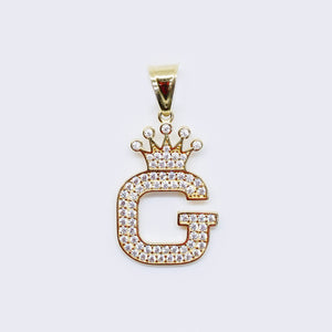 14K Cubic Zirconia "G" Initial Gold Crown Charm 14K Cubic Zirconia "G" Initial Gold Crown Charm