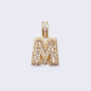 14K Cubic Zirconia "M" Initial Gold 3D Look Charm 14K Cubic Zirconia "M" Initial Gold 3D Look Charm