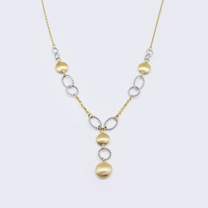 14K Diamond Cut Cable with White Gold Double Circles 14K Diamond Cut Cable with White Gold Double Circles