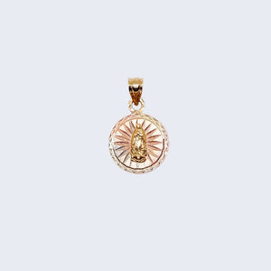 14K Three Tones Gold Round Virgen de Guadalupe Pendant Charm 14K Three Tones Gold Round Virgen de Guadalupe Pendant Charm