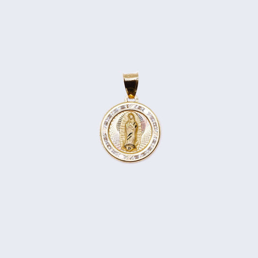 10K Gold Virgen de Guadalupe with Cubic Zirconia Stones Pendant Charm