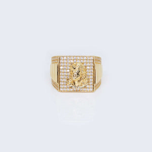 14K Gold Jesus Square Ring Cubic Zirconia 14K Gold Jesus Square Ring Cubic Zirconia