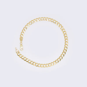 10K Yellow Gold Cuban Pave Chain Ankle Bracelet 10" 5mm Thickness 10K Yellow Gold Cuban Pave Chain Ankle Bracelet 10" 5mm Thickness