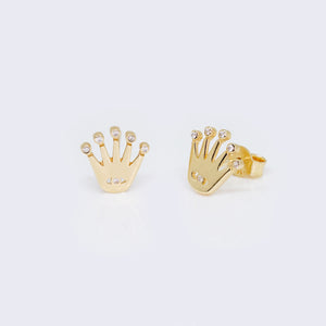 14K Cubic Zirconia Crown Stud Earrings 14K Cubic Zirconia Crown Stud Earrings
