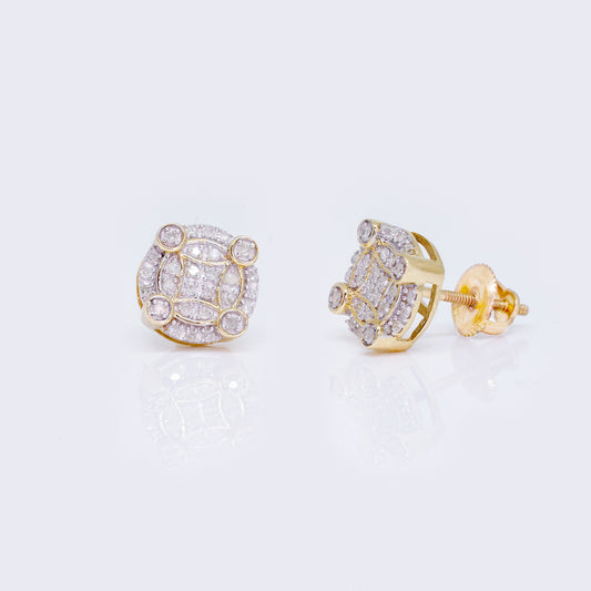 10K Multi-Layer 0.18ct Diamond Stud Earrings