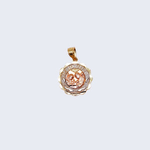 14K Three Tones Gold "Mi Bautizo" Holy Figure Pendant Charm 14K Three Tones Gold "Mi Bautizo" Holy Figure Pendant Charm