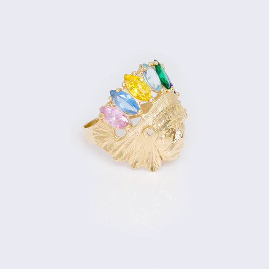 14K Men's Indian Chief Head Ring