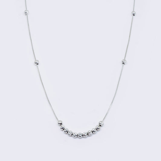 14K White Gold Bead Manual Chocker
