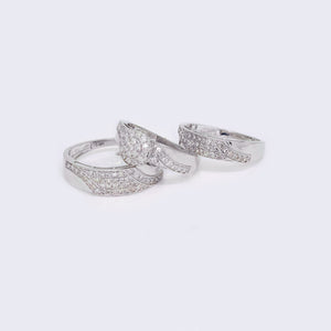 14K White Gold His Hers Round 1CT Diamond Cluster Wedding Set 14K White Gold His Hers Round 1CT Diamond Cluster Wedding Set