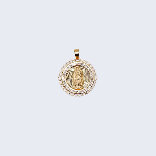 10K Gold Virgen de Guadalupe with Cubic Zirconia Stones Pendant Charm