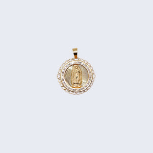 10K Gold Virgen de Guadalupe with Cubic Zirconia Stones Pendant Charm 10K Gold Virgen de Guadalupe with Cubic Zirconia Stones Pendant Charm