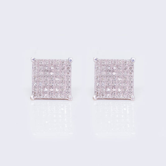 10K Multi-Diamond 0.3ct Square Stud Earrings