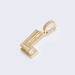 14K Cubic Zirconia "L" Initial Gold 3D Look Charm 14K Cubic Zirconia "L" Initial Gold 3D Look Charm