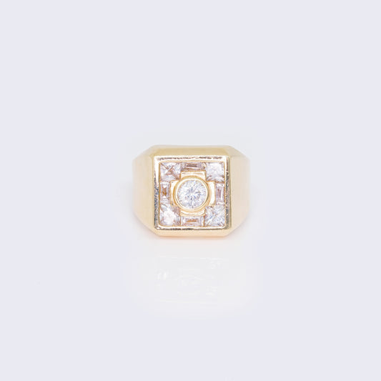 10K Cubic Zirconia Square Art-Deco Style Ring