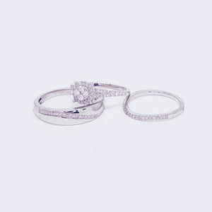 14K White Gold Natural 0.68CT Diamond Wedding Trio Ring Set 14K White Gold Natural 0.68CT Diamond Wedding Trio Ring Set