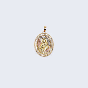 10K Gold Saint Barbara with Cubic Zirconia Stones Pendant Charm 10K Gold Saint Barbara with Cubic Zirconia Stones Pendant Charm