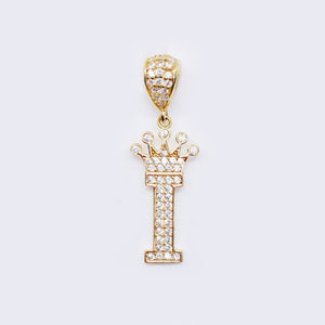 14K Cubic Zirconia "I" Initial Gold Crown Charm 14K Cubic Zirconia "I" Initial Gold Crown Charm