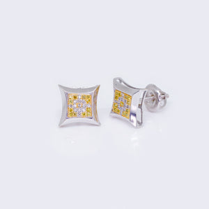 14K 2-Tones Star Square 0.15ct Diamond Stud Earrings 14K 2-Tones Star Square 0.15ct Diamond Stud Earrings