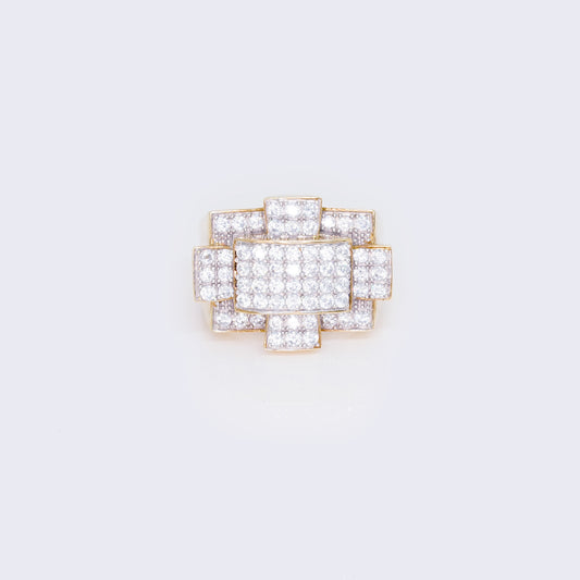 14K Cubic Zirconia Square-Cross Shape Ring