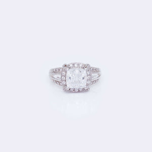 14K White Gold Square Engagement Ring with Cubic Zirconia 14K White Gold Square Engagement Ring with Cubic Zirconia