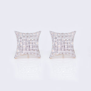 10kt Round 0.36ct Diamond Square Kite Cluster Stud Earrings 10kt Round 0.36ct Diamond Square Kite Cluster Stud Earrings