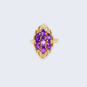 14K Yellow Gold Flower Design Amethyst Ring 14K Yellow Gold Flower Design Amethyst Ring