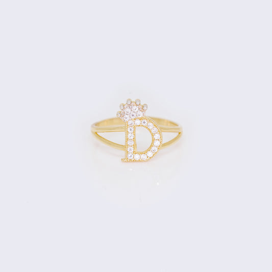 14K Ladies' Crown Initial Letter Ring "D"