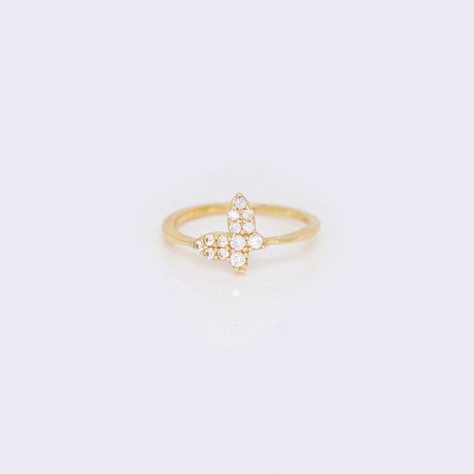 14K Butterfly Cubic Zirconia Ring