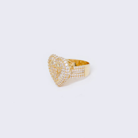 14K Cubic Zirconia BIg Heart Statement Ring