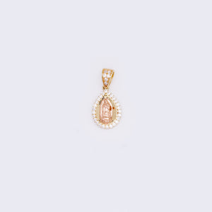 14K Cubic Zirconia Our Lady of Guadalupe Charm in Tri-Tone Gold 14K Cubic Zirconia Our Lady of Guadalupe Charm in Tri-Tone Gold