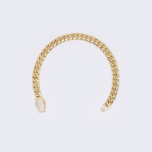 14K Yellow Gold Cubic Zirconia Monaco Chain Bracelet 7" 7mm Thickness 14K Yellow Gold Cubic Zirconia Monaco Chain Bracelet 7" 7mm Thickness