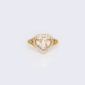 10k Gold Heart Shape Letter 'B' Initial Cubic Zirconia Ring 10k Gold Heart Shape Letter 'B' Initial Cubic Zirconia Ring