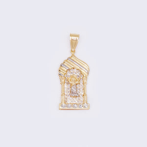 14k Two Tone Gold Saint Jude White CZ House Religious Pendant 14k Two Tone Gold Saint Jude White CZ House Religious Pendant