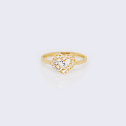 14K Cubic Zirconia 2-Tones Heart Ring