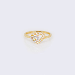 14K Cubic Zirconia 2-Tones Heart Ring 14K Cubic Zirconia 2-Tones Heart Ring