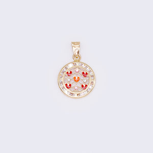 14K Circle Pendant with Cubic Zirconia with Hearts 14K Circle Pendant with Cubic Zirconia with Hearts
