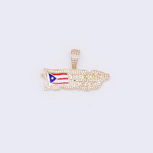 14K Puerto Rico map Pendant with CZ 14K Puerto Rico map Pendant with CZ