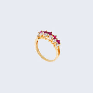 14K Gold Line Design Ruby Stones 14K Gold Line Design Ruby Stones
