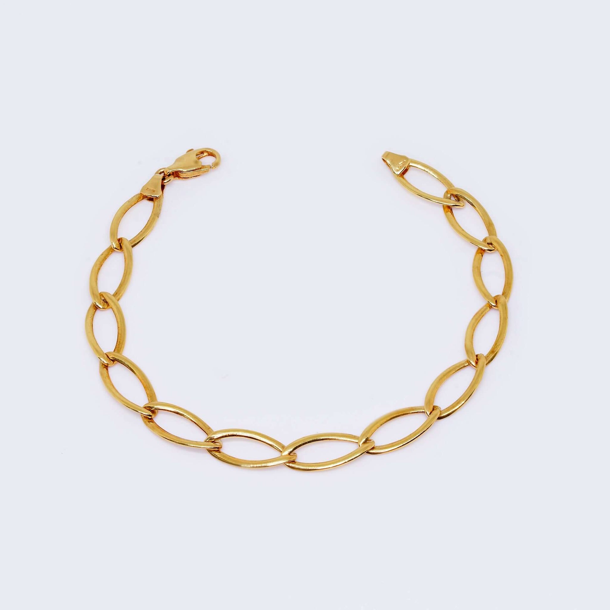 18K Gold Hollow Oval Link Bracelet