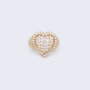 14K Cubic Zirconia Paved Heart Statement Ring 14K Cubic Zirconia Paved Heart Statement Ring