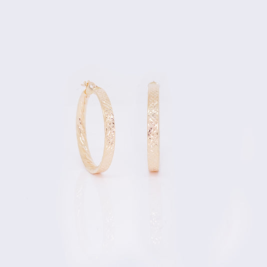 14K Rope Textured Hoops 29mm