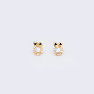 14K Cubic Zirconia Owl Tiny Stud Earrings 14K Cubic Zirconia Owl Tiny Stud Earrings