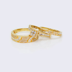 14K White Natural Diamond Engagement Trio Bridle Ring Set 14K White Natural Diamond Engagement Trio Bridle Ring Set