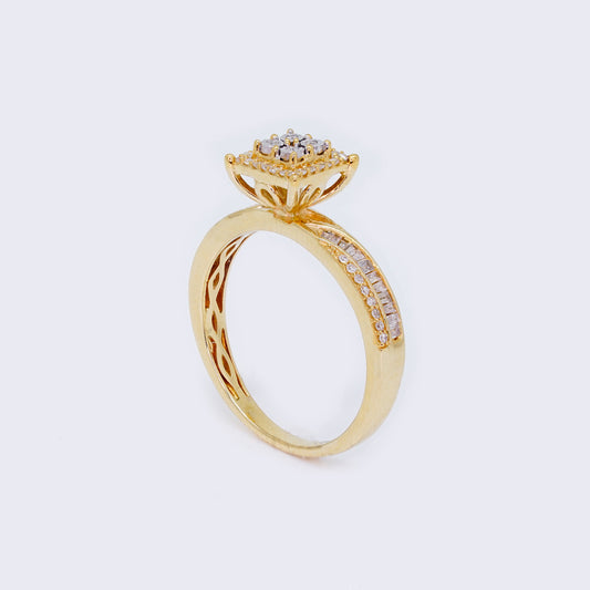 14K White Natural Diamond Engagement Trio Bridle Ring Set