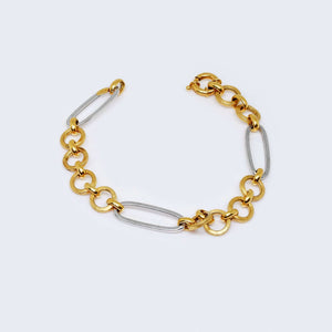 18K Semi-Solid Gold Two Toned Fancy Figaro Bracelet 18K Semi-Solid Gold Two Toned Fancy Figaro Bracelet