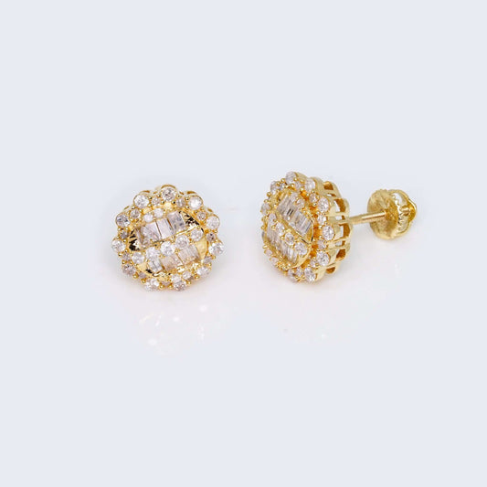 14K Gold Flower Design 0.69 CTW Diamond Earrings