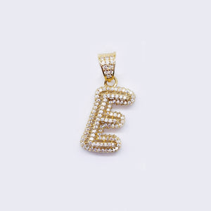 14K Cubic Zirconia "E" Initial Gold 3D Look Charm 14K Cubic Zirconia "E" Initial Gold 3D Look Charm