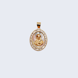 10K Gold Christ Face with Cubic Zirconia Stones Pendant Charm 10K Gold Christ Face with Cubic Zirconia Stones Pendant Charm